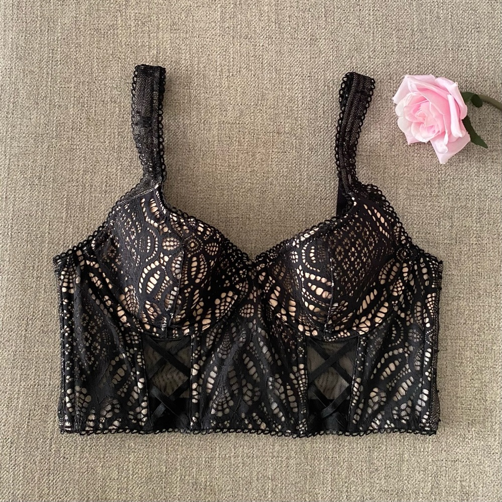 Victorias Secret Dream Angels black lace balconet bra top✨
